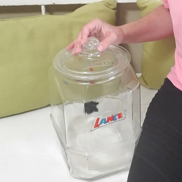 Lance 12" Vintage Store Countertop Display  Glass Large Cracker Jar - Picture 11 of 12
